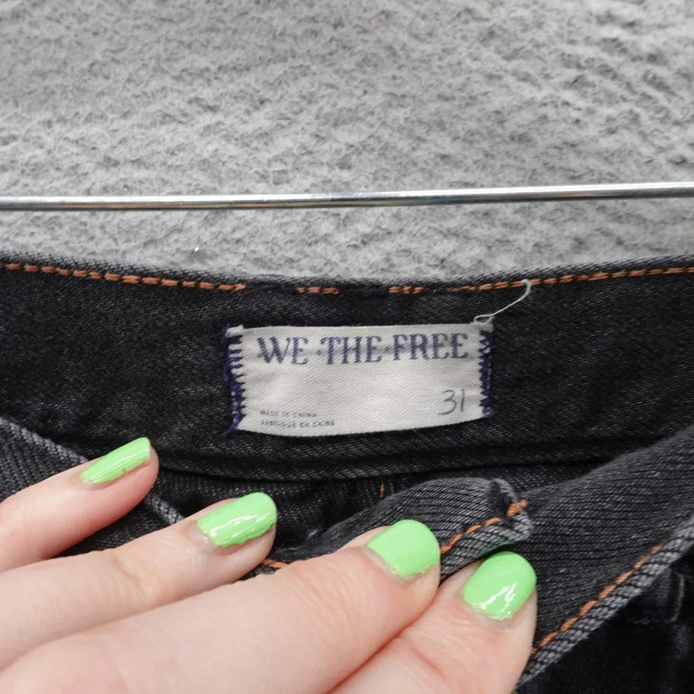 We The Free Free People Raw Hem‎ Denim Cutoff Shorts 31 Black Womens Button Fly